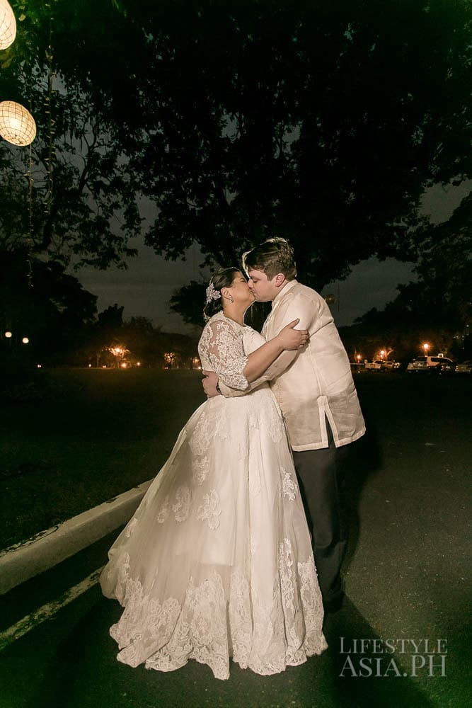 The happy couple share a moment