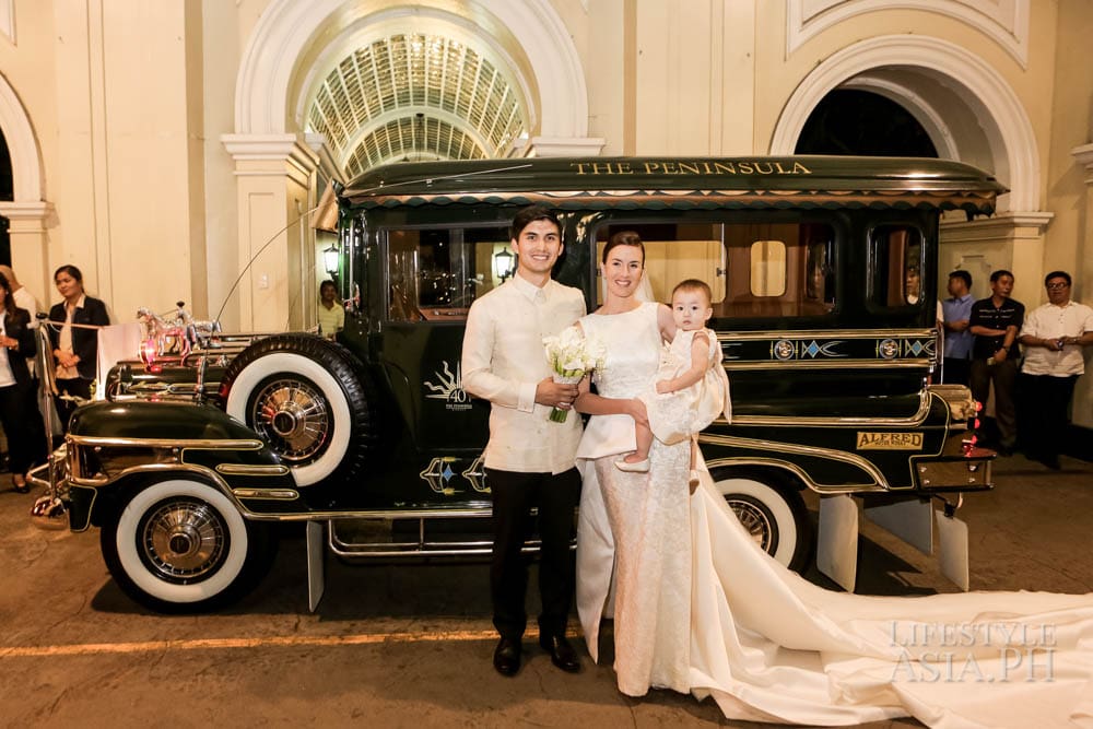 The family in their bridal car, The Peninsula Hotel Jeepney