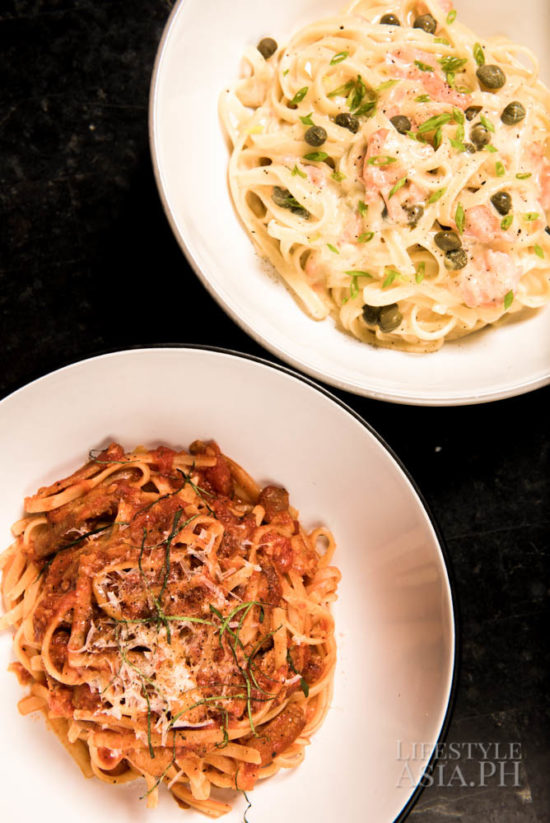 Amatriciano Pasta and Smoked Salmon and Cream Pasta