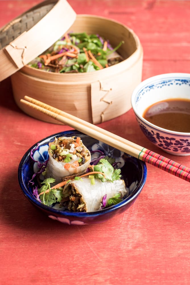 Vegetable and Mushroom Rice Paper Rolls