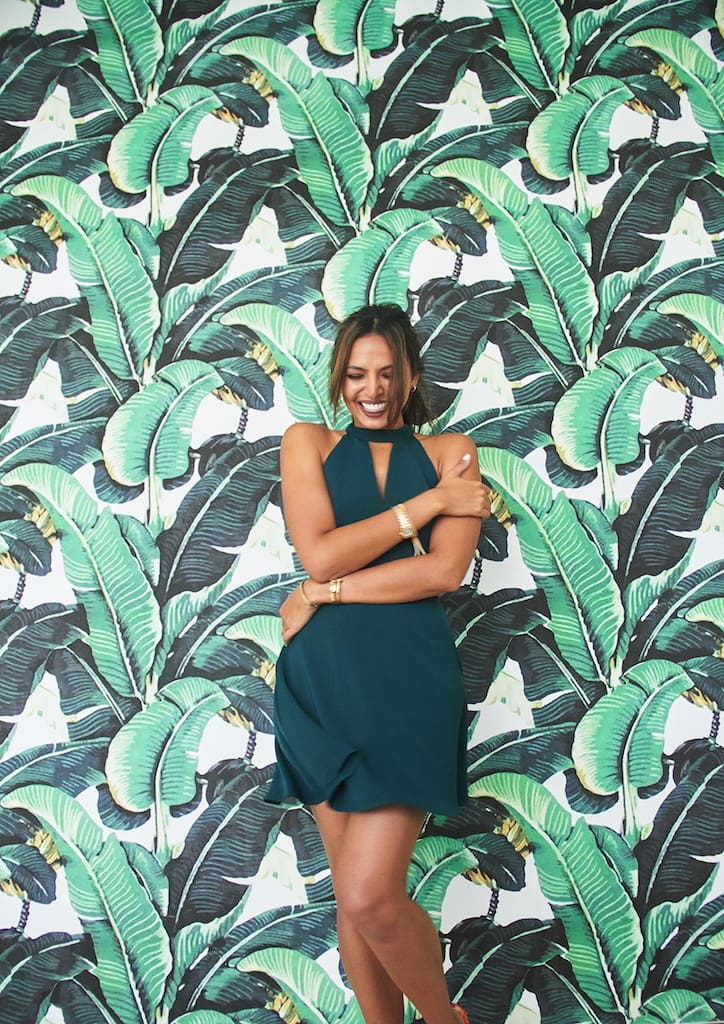 The Wall of Happy Leaves - Maggie hand carried this wallpaper all the way from Bali.