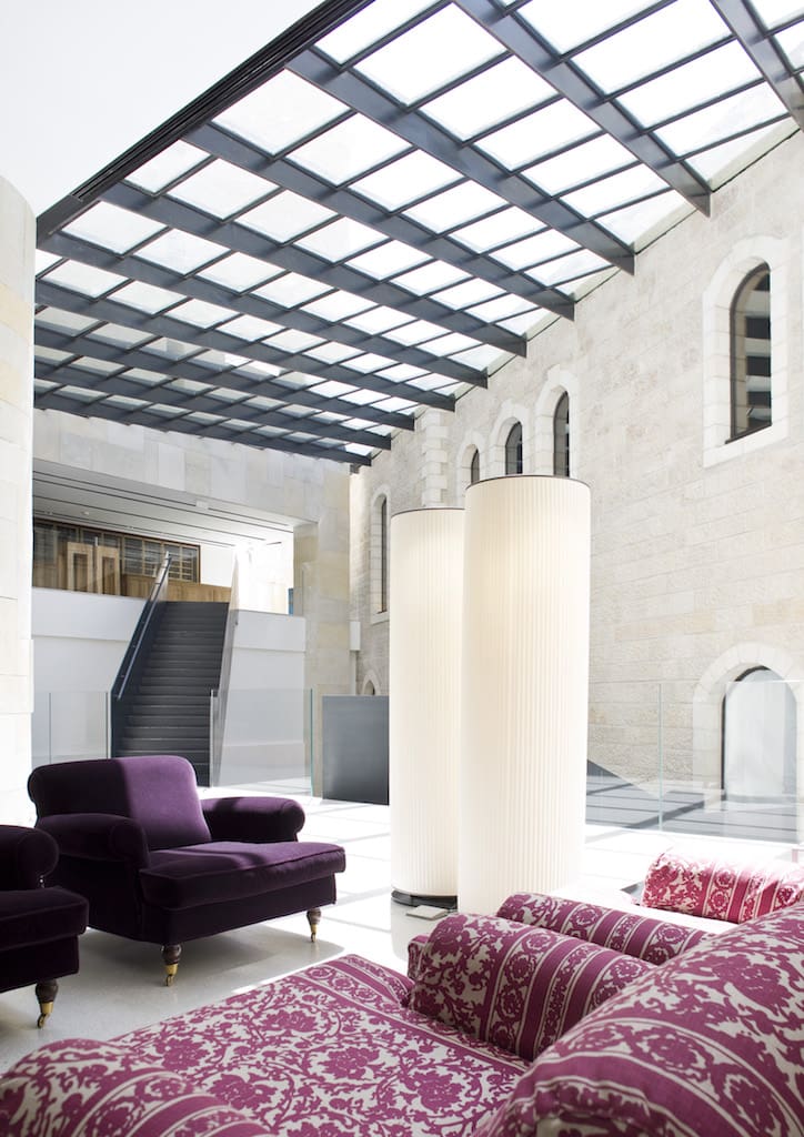 The lobby of the Mamilla Hotel