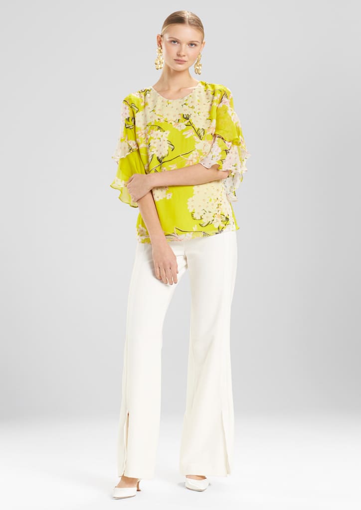 Josie Natori SS 2018 Collection Hokkaido Blossom Tiered Sleeve Top