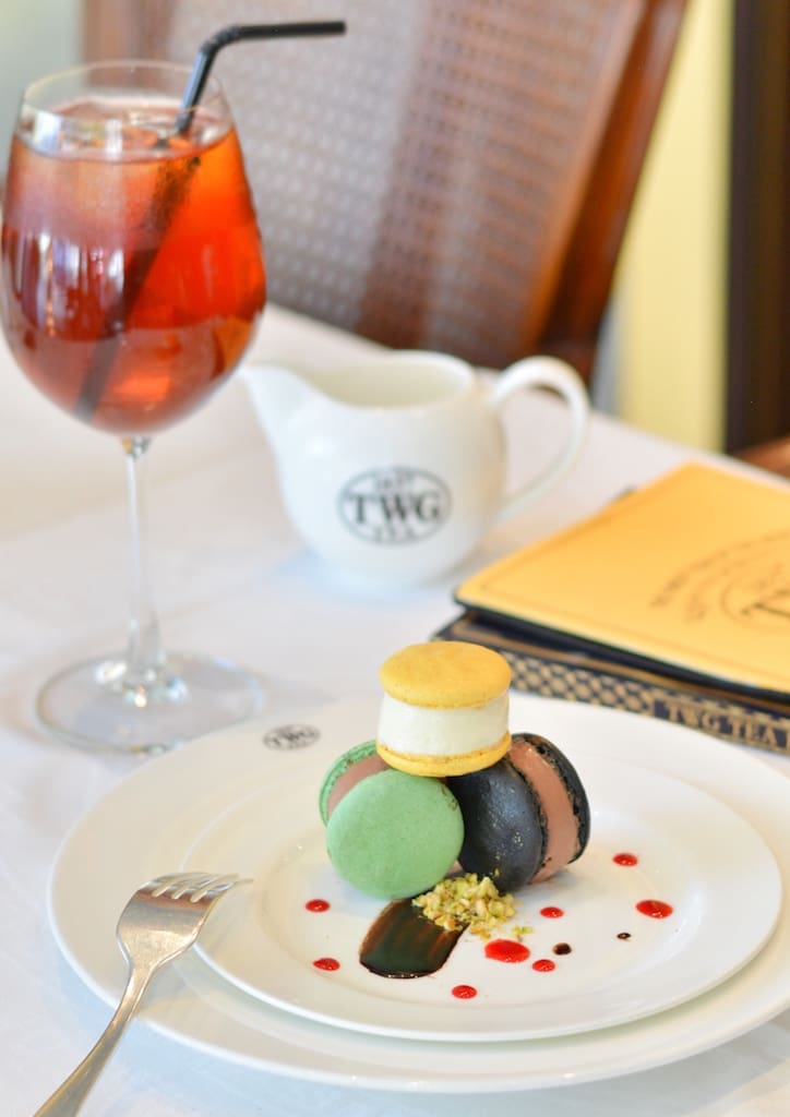 Macaron Ice Cream Sandwiches consists of either white or dark Valrhona chocolate ice cream between two delicate meringue shells