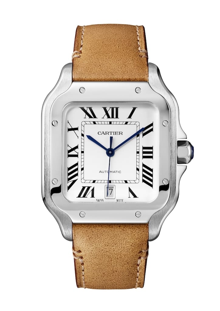 Santos de Cartier LM steel & calfskin WSSA0009
