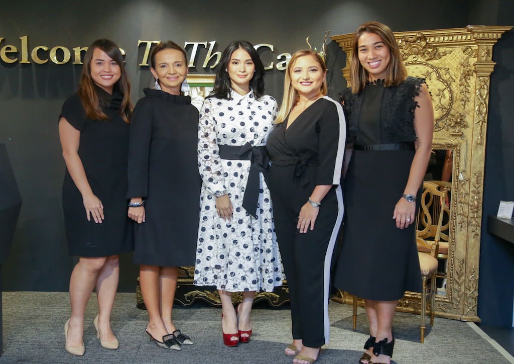 Heart Evangelista-Escudero was introduced as the newest brand ambassador of Casa de Memoria during the preview of its collection for the anniversary auction. She is joined by Casa de Memoria Finance Director Polly Mathay, Director Angelique Lhuillier, Marketing Manager Camille Lhuillier, and Operations Manager Trisha Mathay.