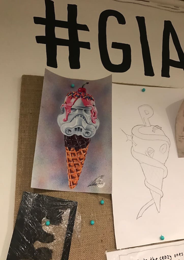 It all starts with a sketch. Giapo designs how he wants his ice cream to look before working on any possible flavour