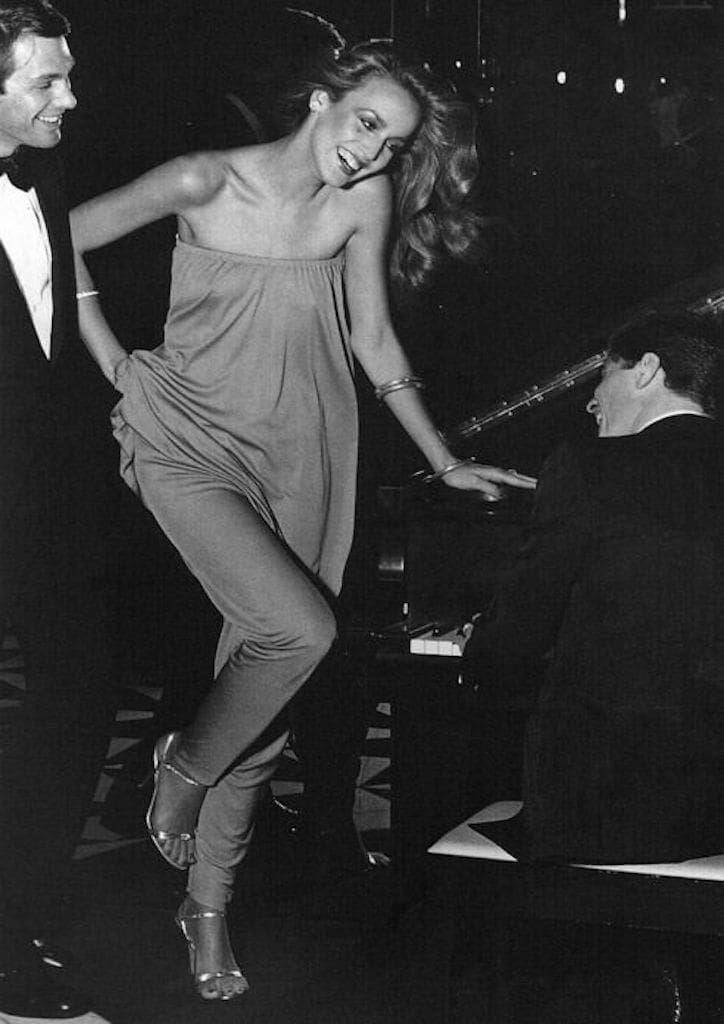 Jerry Hall in a Halston creation in the 1970s