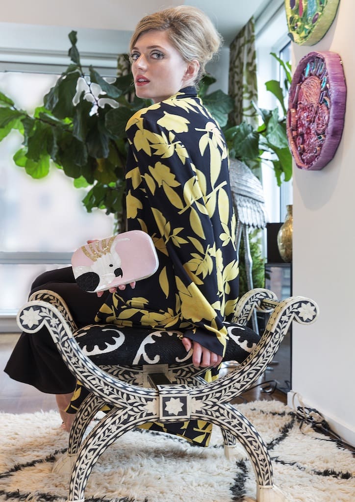 Rafe SS 2018 Collection KIKI Cockatoo Minaudiére, Pink:White