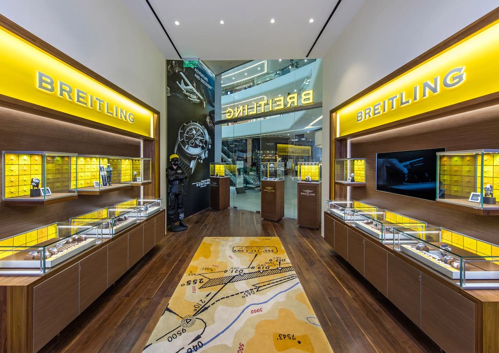 The new store is 543 square-feet large and is finished in American walfnut floors and Quadrillo wood paneling.