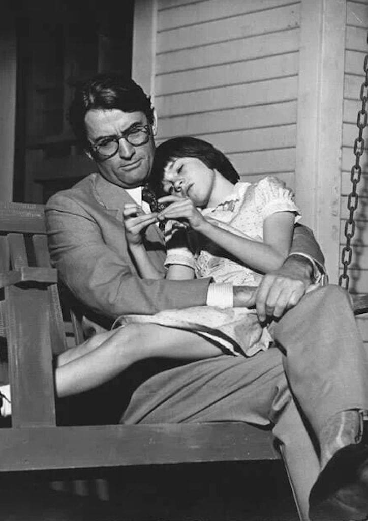Gregory Peck and Mary Badham in To Kill a Mockingbird (1962)