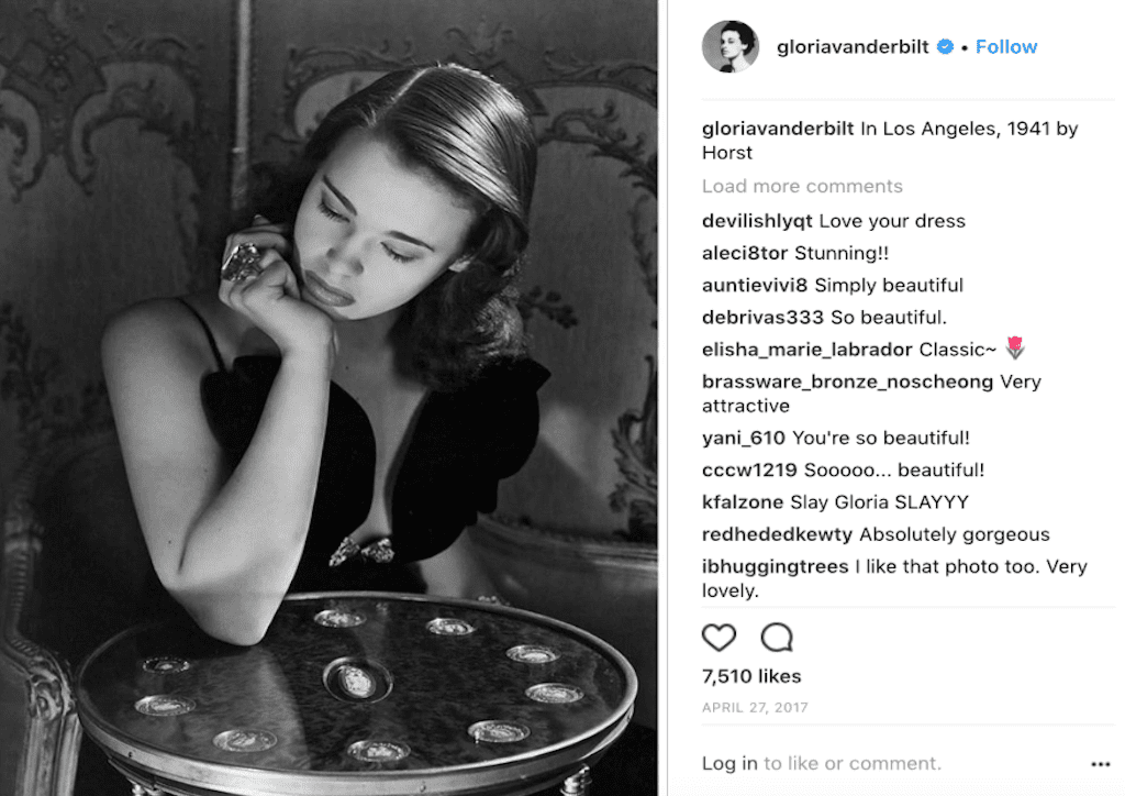 Photograph courtesy of Gloria Vaderbilt's Instagram account @gloriavanderbilt