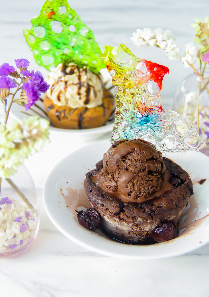 Desserts at Perry's are playfully decorated with sugar shards