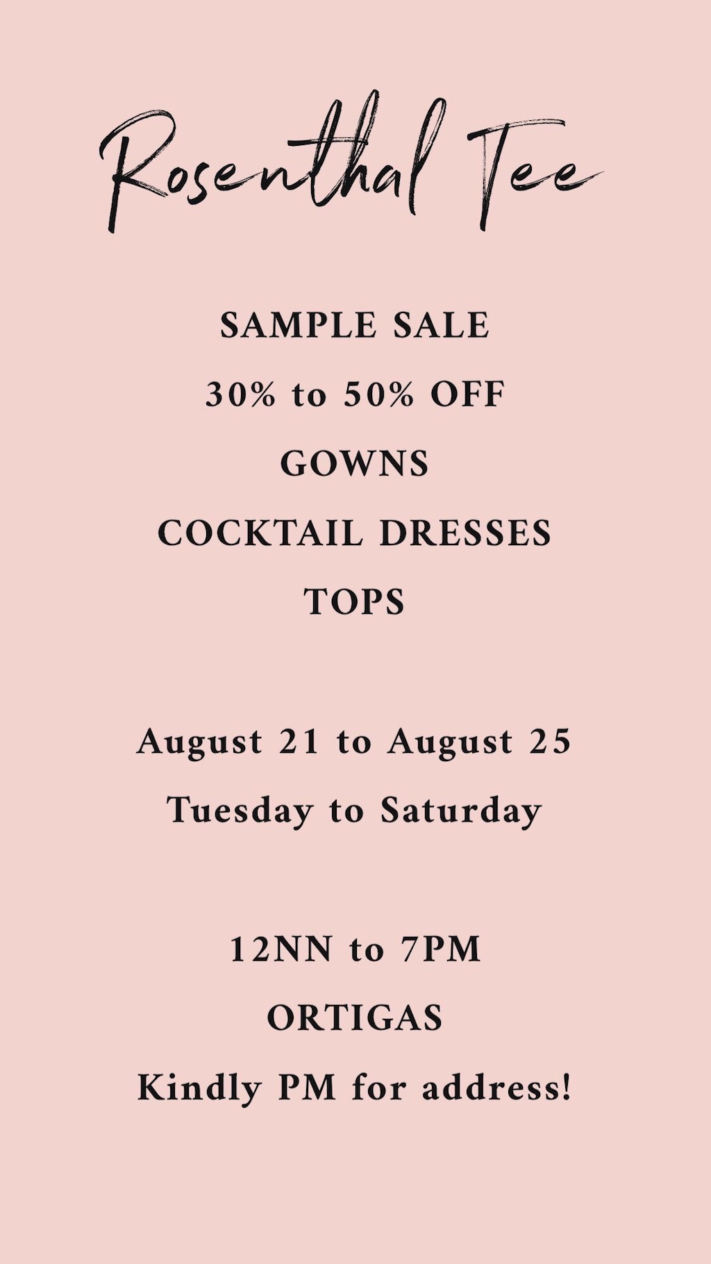 Rosenthal Tee sample sale details