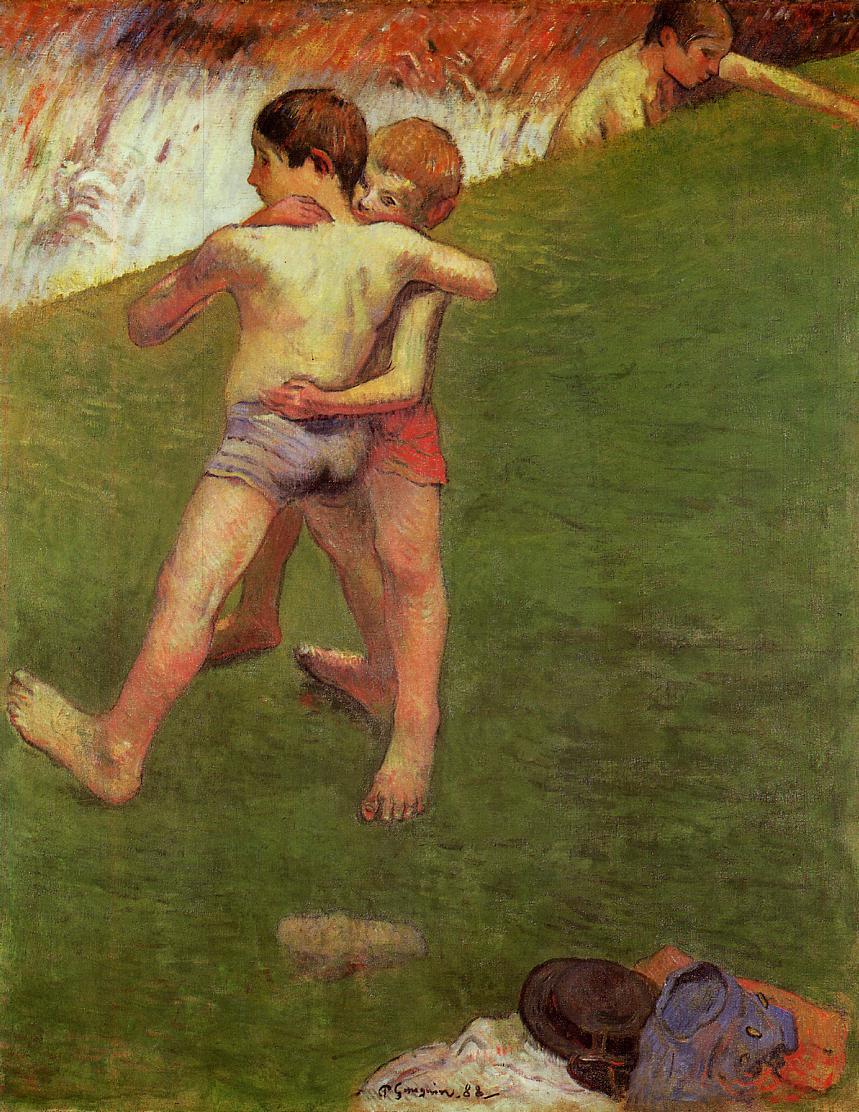 Paul Gaugin's Children Wrestling