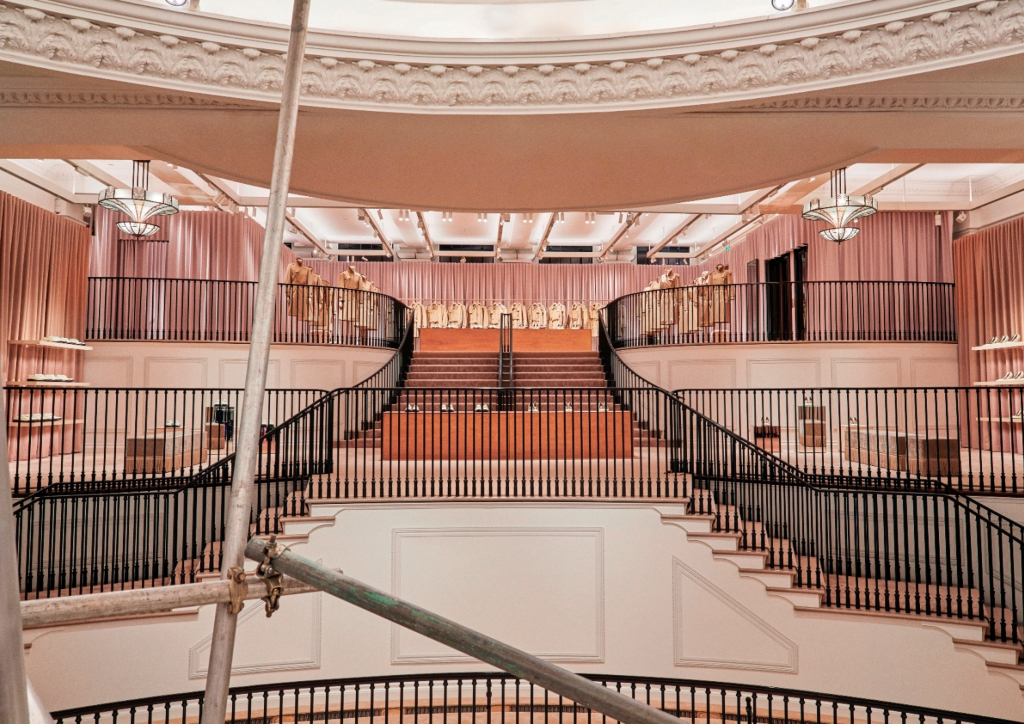 Color hues inspired by the Burberry trench coats were chosen for the new space 