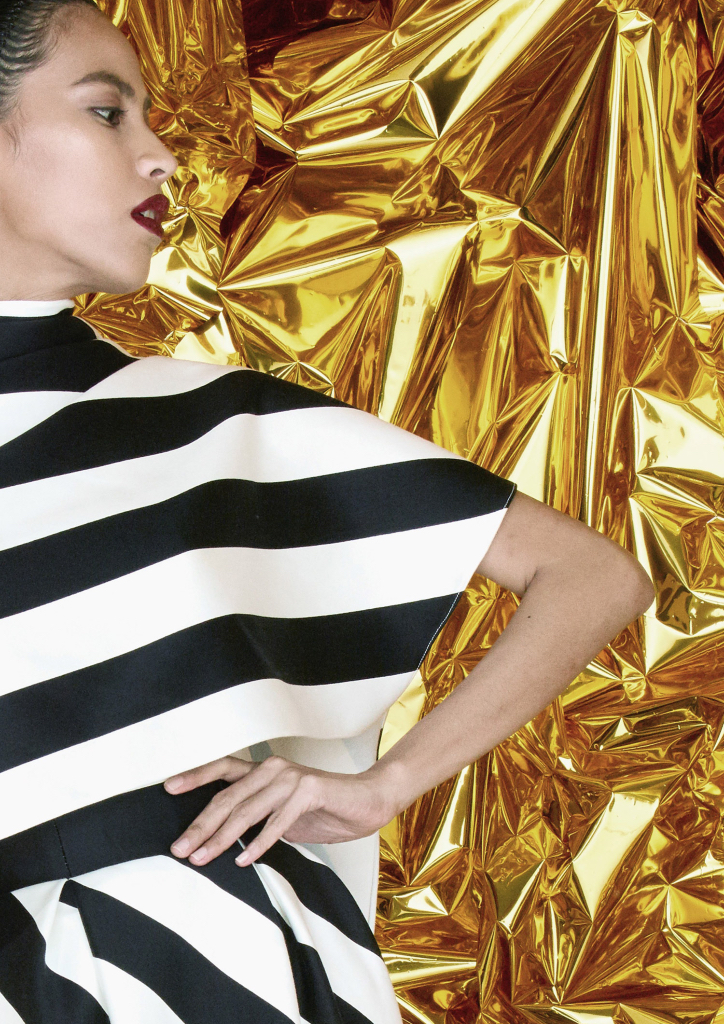 TRAJE, Rajo Laurel, Red Charity Gala 2018 (“Inspired by the Graphic Stripes which were fashionable in the 1900s, I wanted to bring back this motif for the Traje.”)