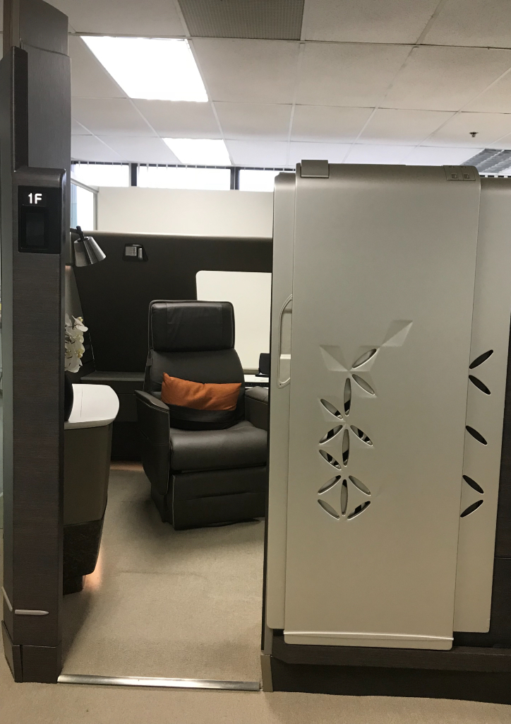 A mock-up of the first class seat