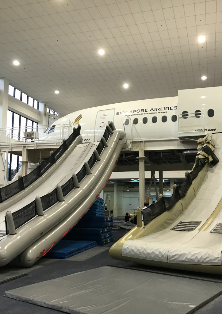 Actual emergency slides are used for training