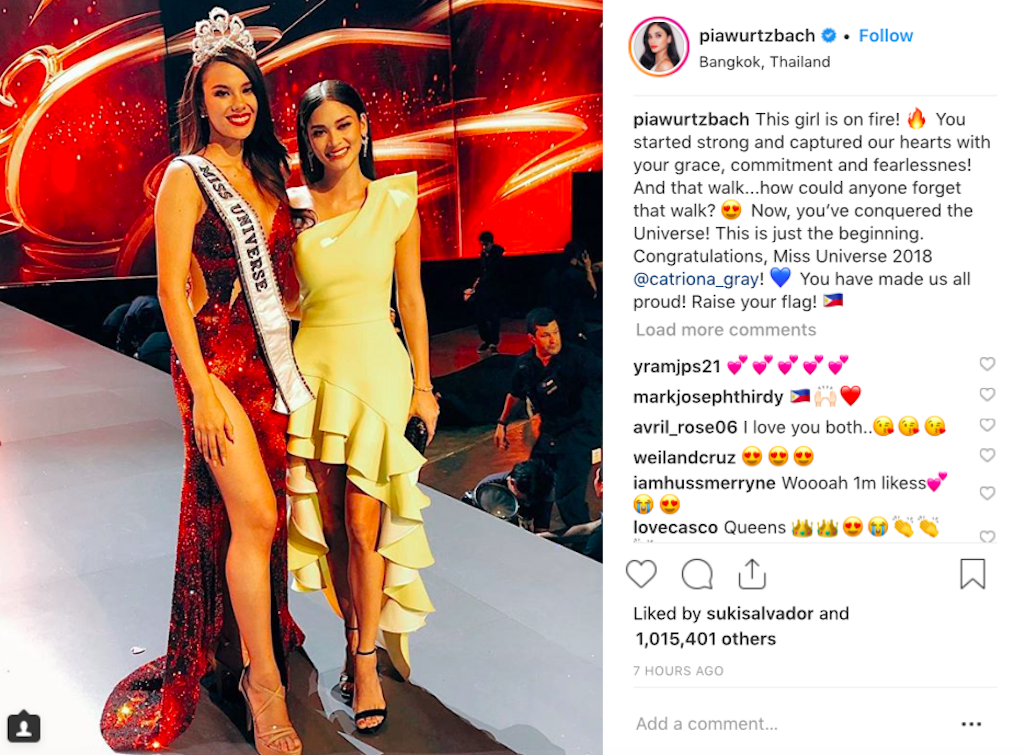 Photograph courtesy of Pia Wurtzbach's Instagram account @piawurtzbach