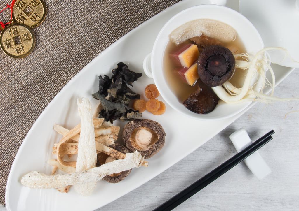 Buddha Soup - an authentic seafood and herbal soup with bamboo shoots, ginseng, wild mushrooms and star anis