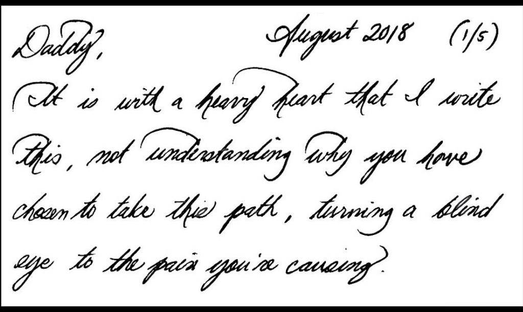 Text from Meghan Markle's letter to Thomas Markle (Photograph courtesy of The Daily Mail)