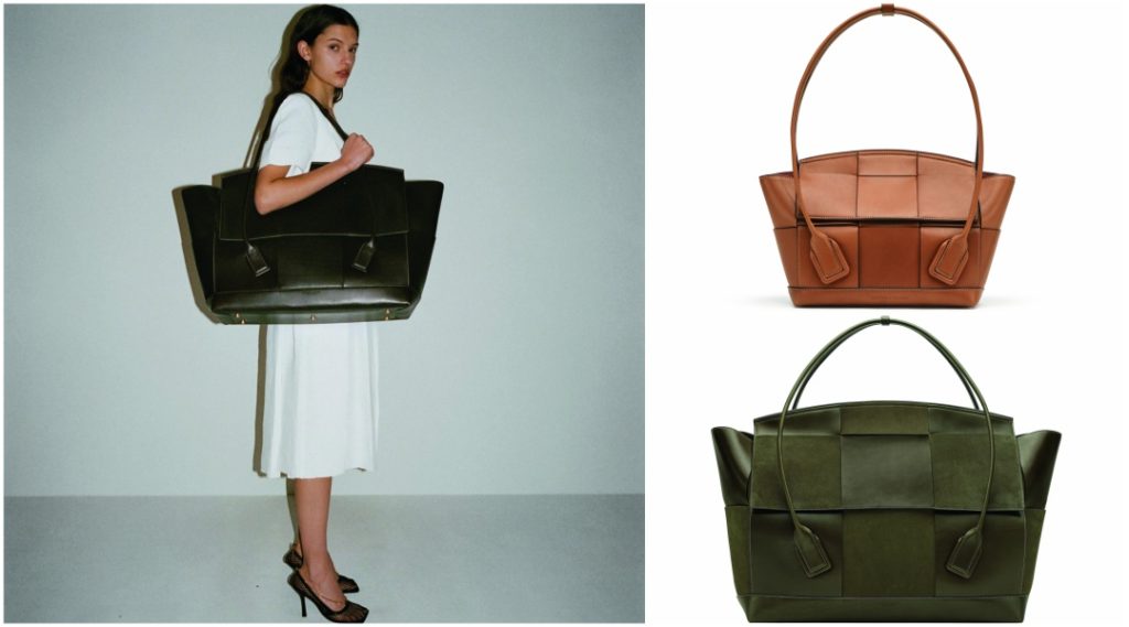 Bottega Veneta  Arco 33 Bag in French Calf (Wood) and The Arco in French Calf (Kaki).