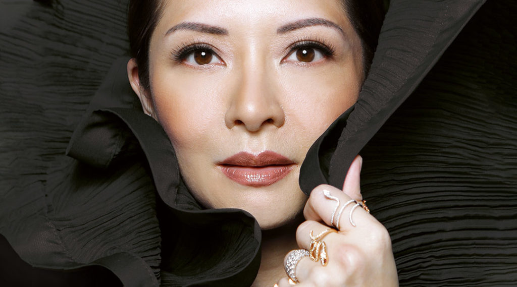 Cat Arambulo in black dress