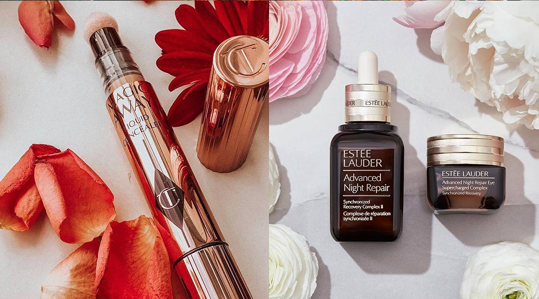 Charlotte Tilbury liquid concealer and Estee Lauder Night Repair Serum