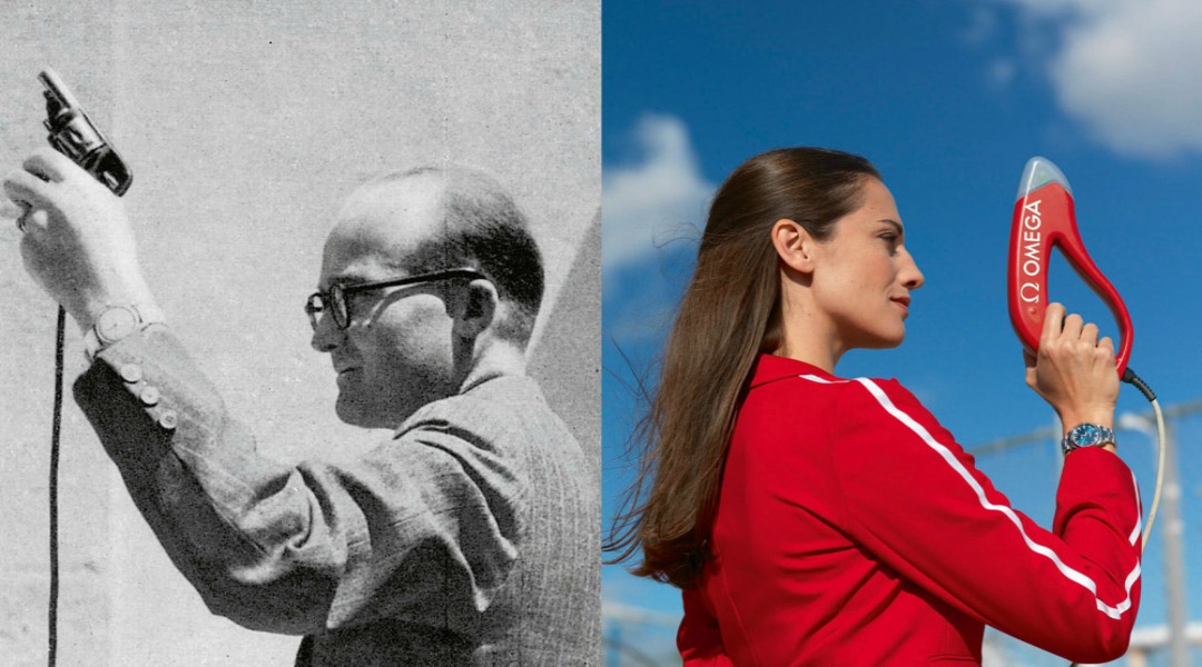 Traditional pistol and OMEGA's Electronic Start System.