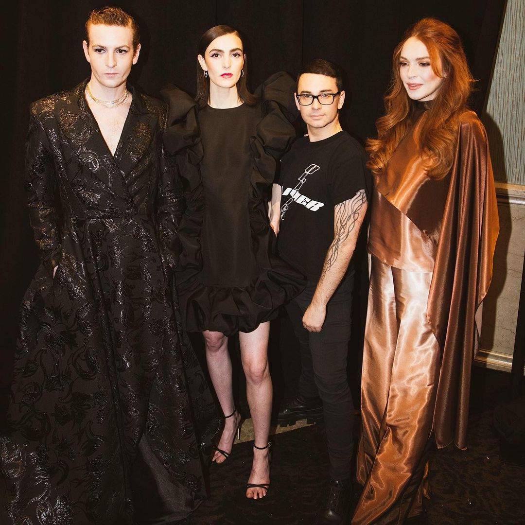 Lohan siblings with Christian Siriano
