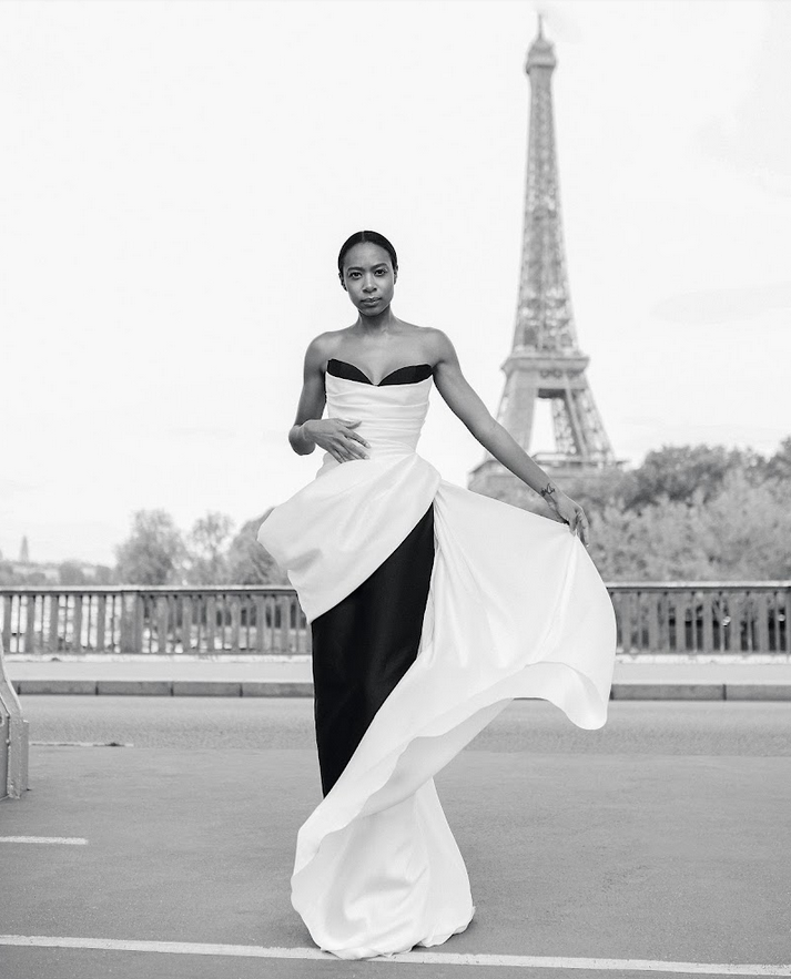 Mark Bumgarner Silk gazar sweetheart gown with hand-draped details 