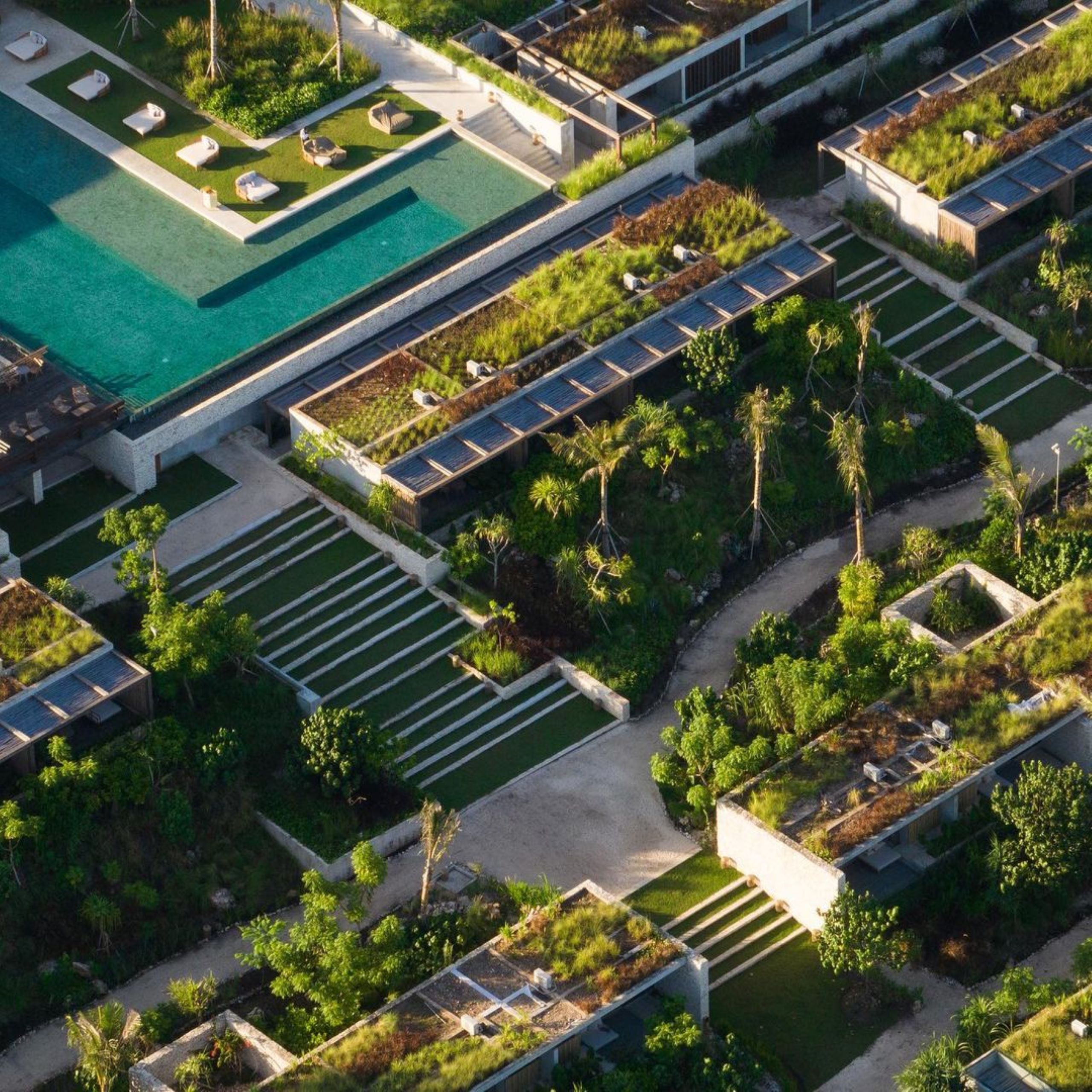 Cap Karoso's green rooftops and solar panels