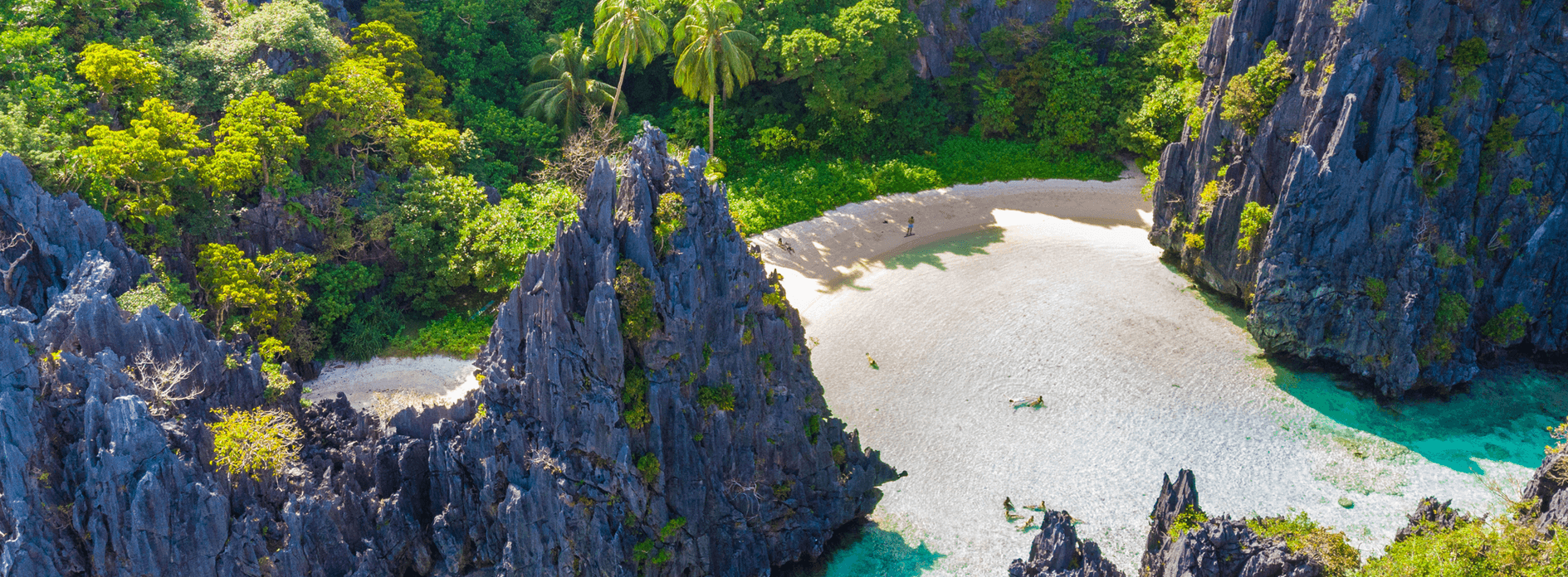 A bird's-eye-view of Hidden Beach in El Nido, Palawan