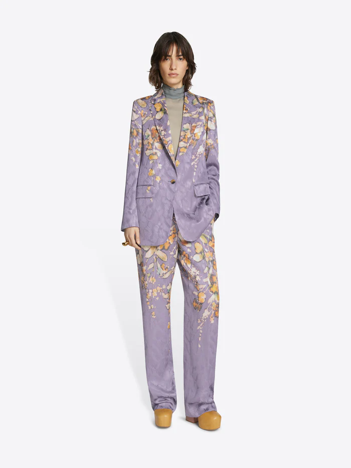 Loose fit blazer and pants in viscose with 'Bleached Florals' print Dries Van Noten