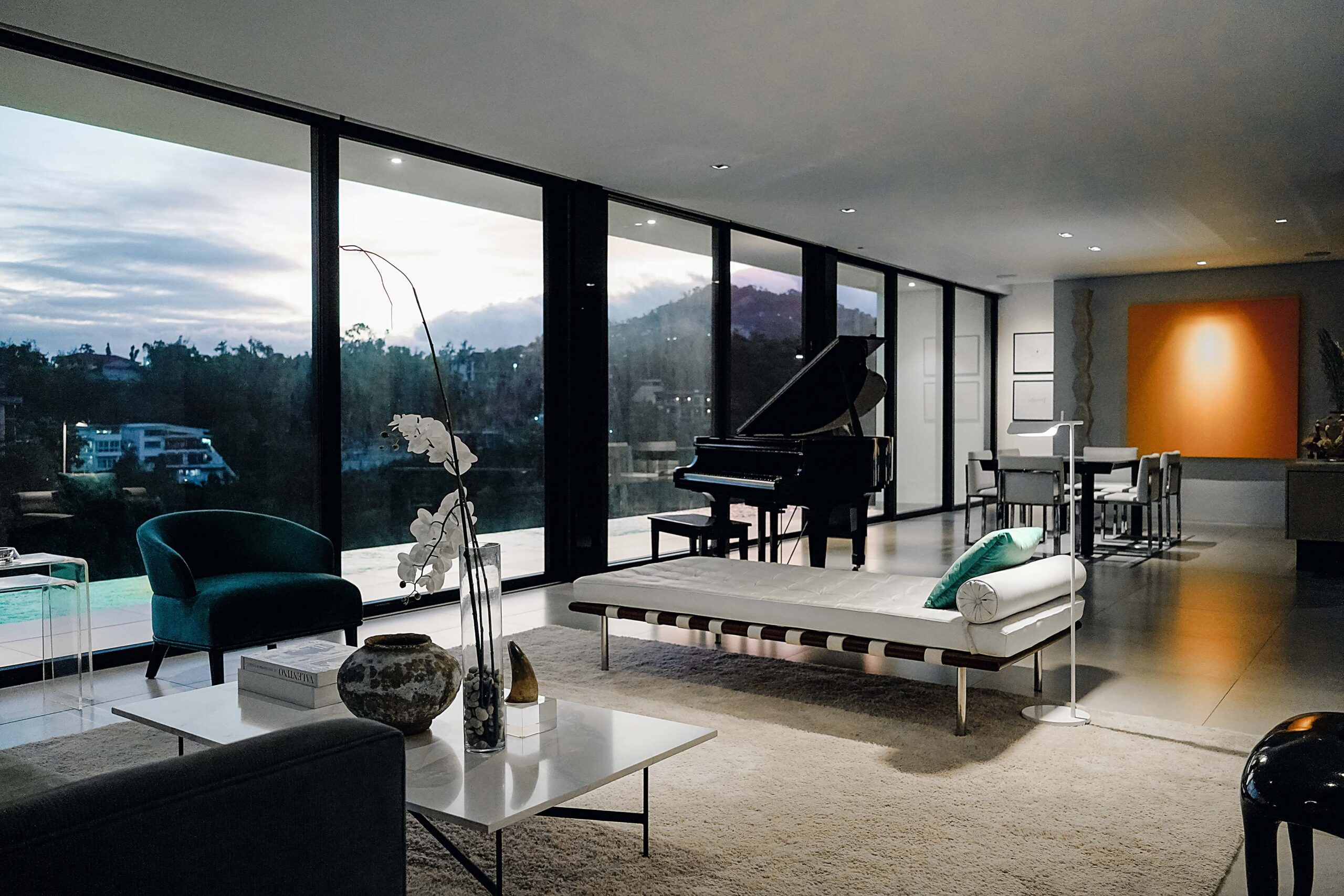 Living room and dining room