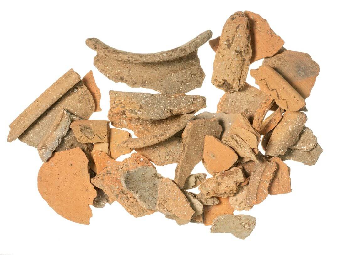 Pottery fragments often found in Roman ruins
