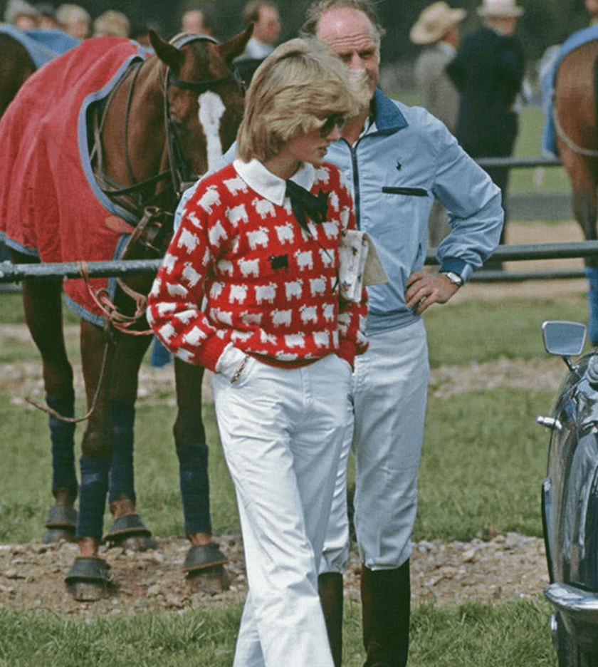 Princess Diana wearing the black sheep sweater