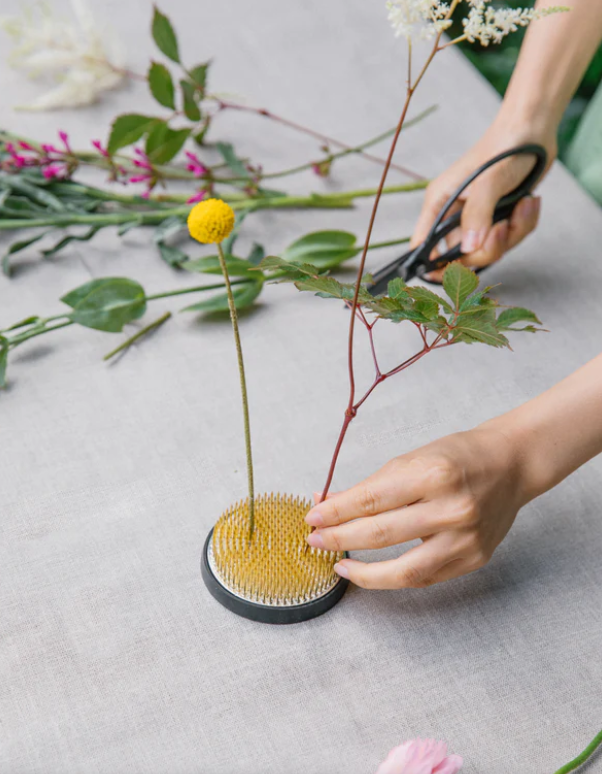 A kenzan used in the Japanese art of floral arrangement, ikebana