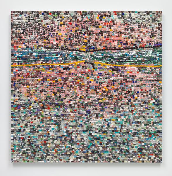 Whitten's "Quantum Wall, VIII" exhibits his use of dried acrylic tiles