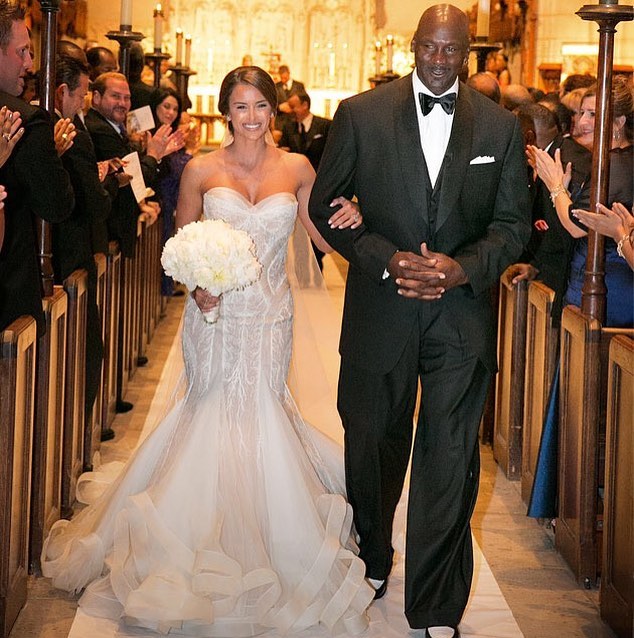 Michael Jordan and Yvette Prieto on their wedding day