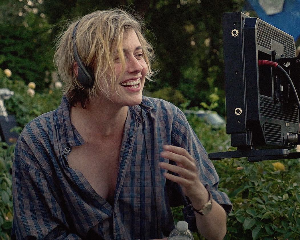 Greta Gerwig on the set of Lady Bird