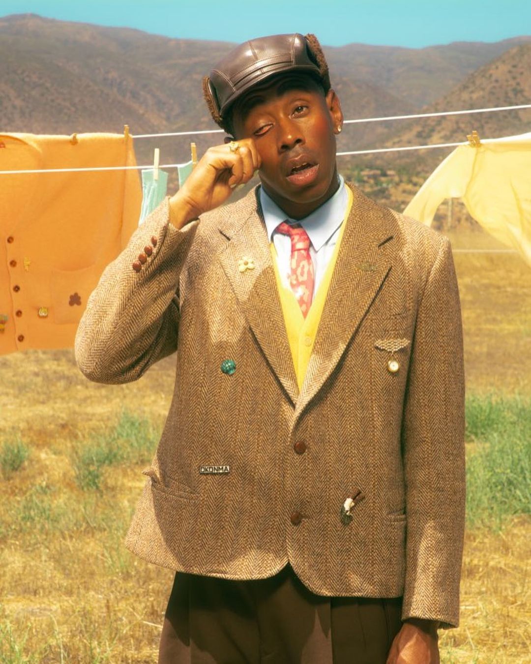 Tyler, the Creator sporting his signature preppy style