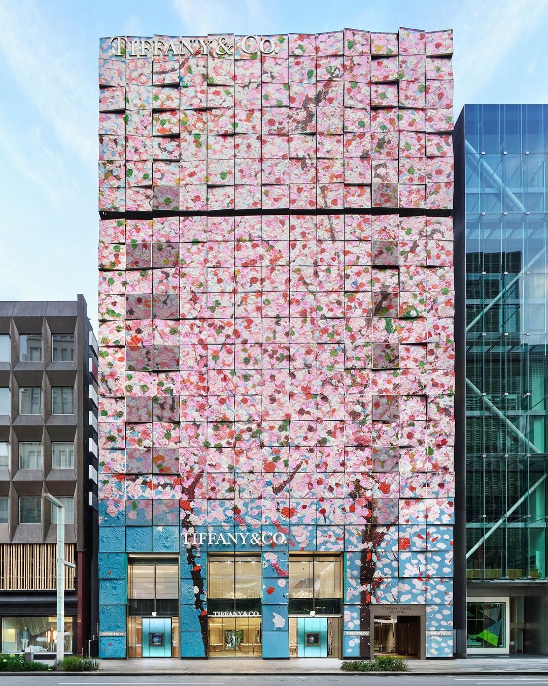 Tiffany & Co.'s floral facade by Damien Hirst