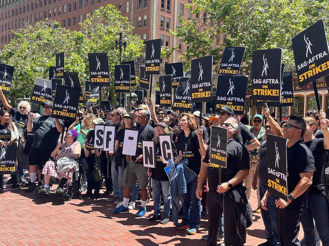 Members of SAG-AFTRA on the picket lines