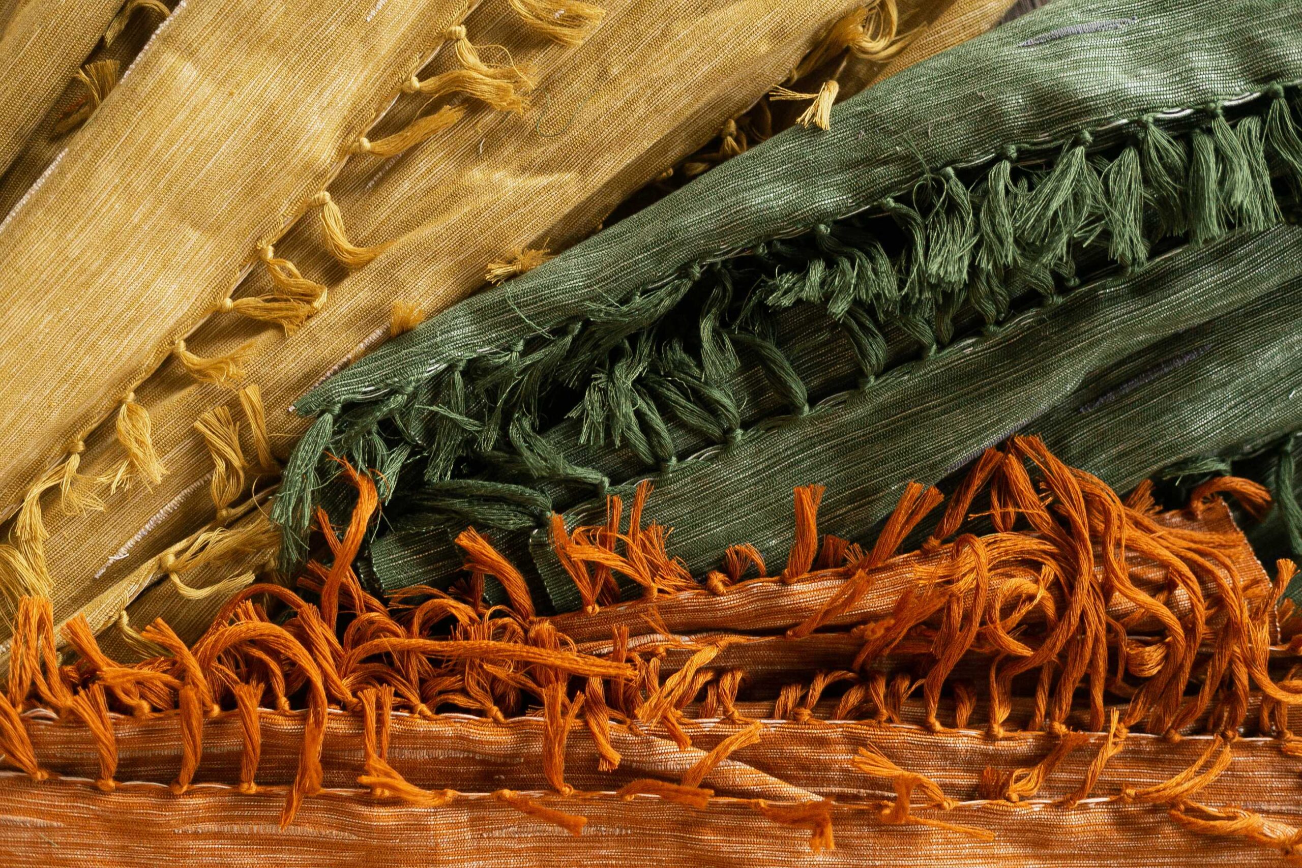 Hablon fabrics by Ate Jelyn; both the Polyhemp and Hablon textiles are zero
waste and designed in collaboration with Bayani Designer and Modern Weaver Jessica of Damgo Studio, a Philippine design studio specializing in ethically made handwoven textiles for fashion and interiors