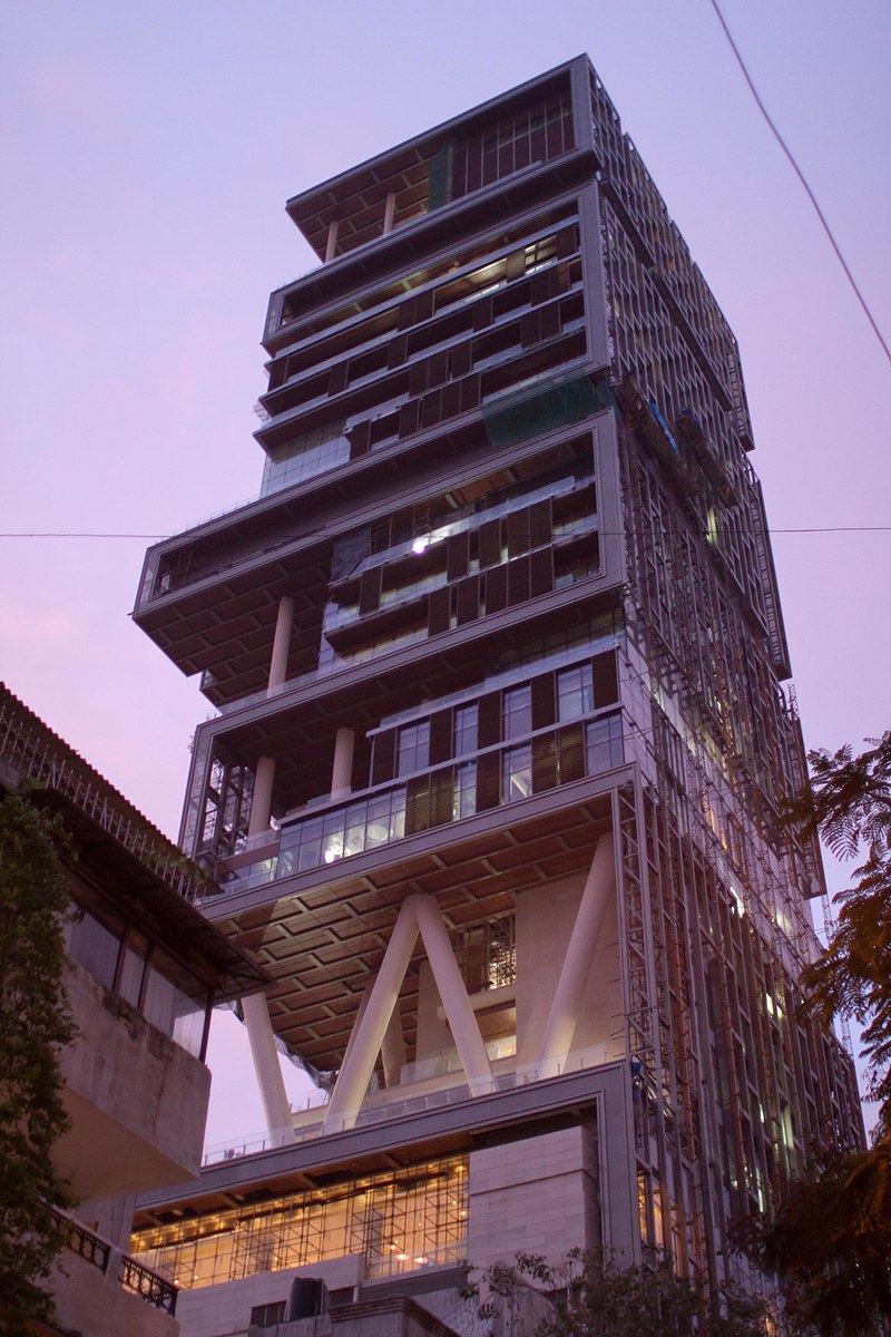 Ambani's "Antilia" at dusk