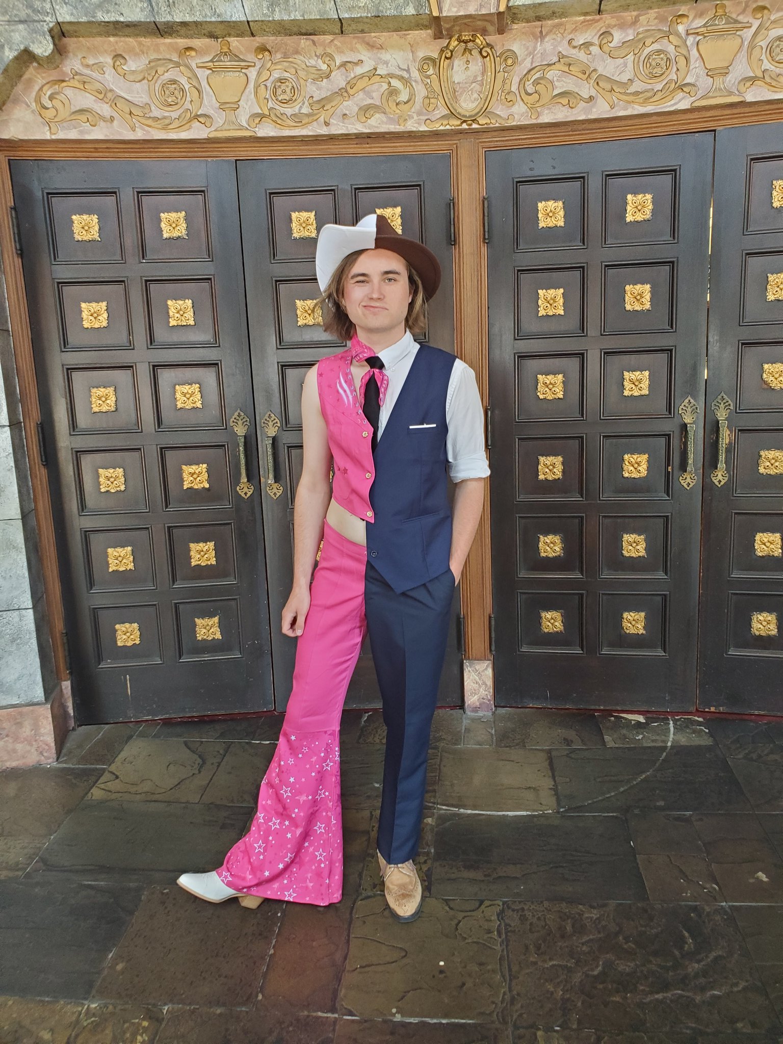 Moviegoer Lucas Masch goes as far as creating a hybrid outfit for the movies