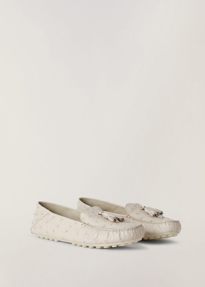 Dot Sole Loafers Ostrich Leather
