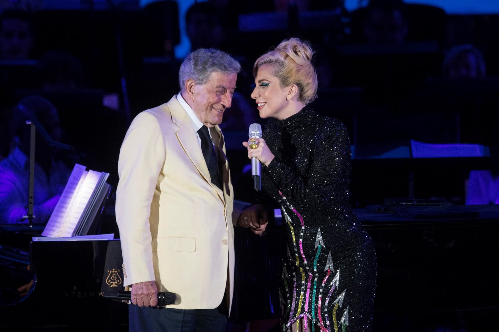 Bennett and Gaga during a Hollywood Bowl Concert